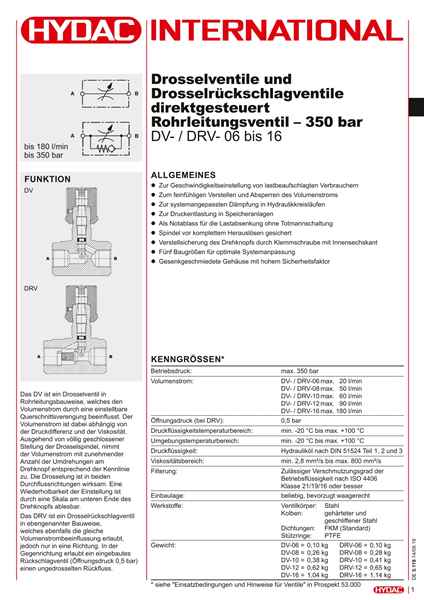 HYDAC Drosselrückschlagventil DRV-10