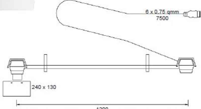 ASPÖCK Traversenleuchte. 1200 mm. m. 7.5 m Kabel
