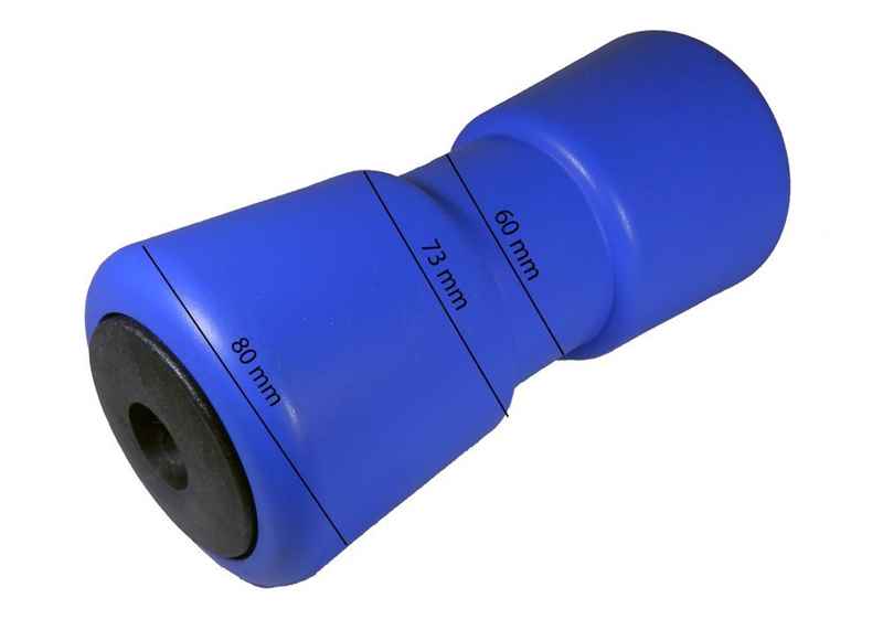 Kielrolle, Ø 80/60 x 185 mm, Bohrung Ø 21 mm, blau
