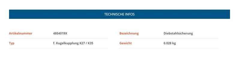 KNOTT Steckschloss, f. K27/K35