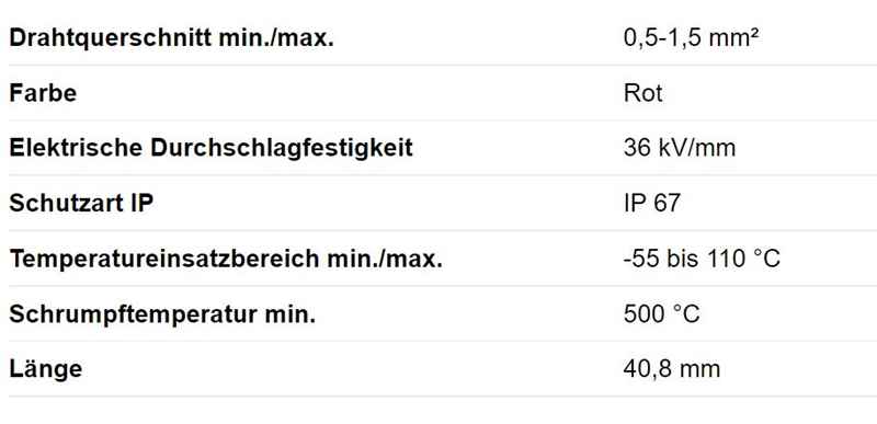 Lötverbinder. wärmeschrumpfend. rot. 0.5-1.5 mm²