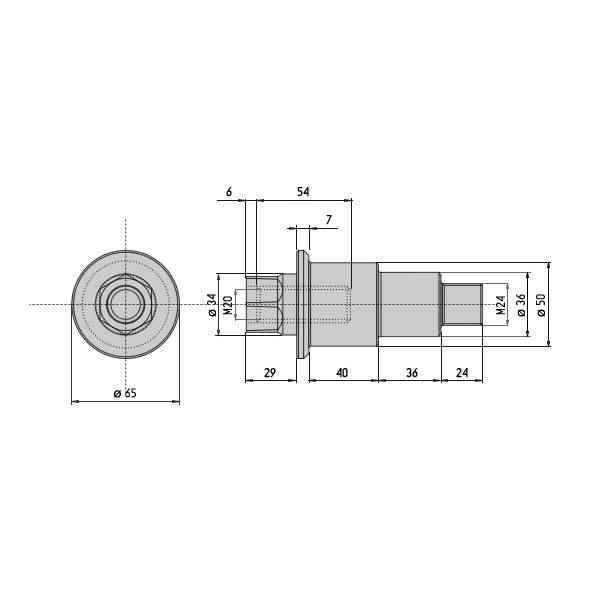 AL-KO Achsstummel, M24, 1500 kg, f. Radbremse 2051