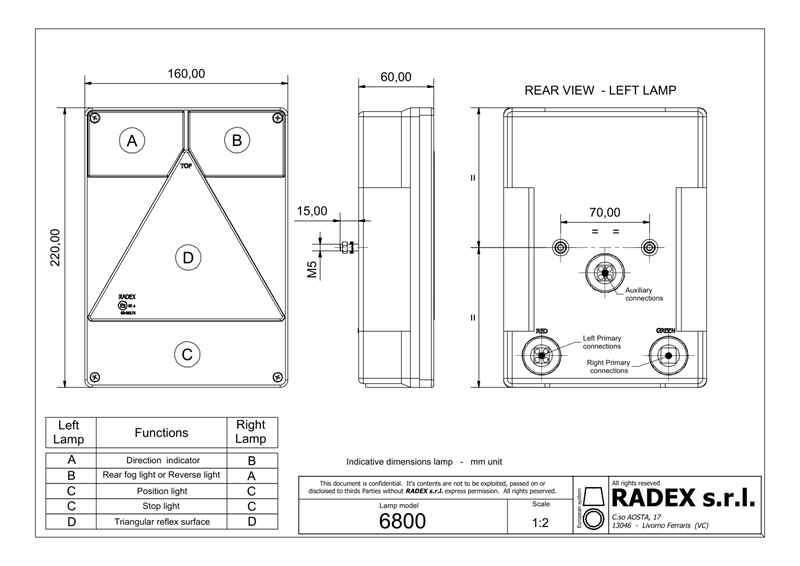 RADEX 6800 Rückleuchte links