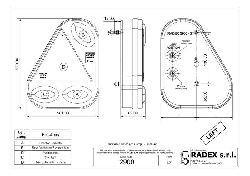 RADEX 2900 Rückleuchte links