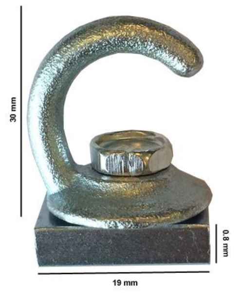 Seilhaken, 19 x 30 mm, m. Aluminiumprofil 0,8 mm