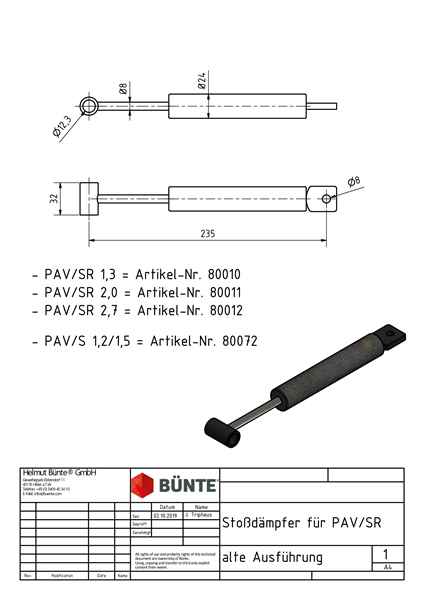 STABILUS Auflaufstoßdämpfer, f. PEITZ PAV/SR 1,3