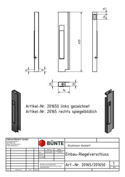 Einfass-Bordwandverschluss, links, 400 mm hoch