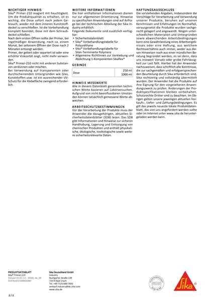 SIKA Primer-210, farblos, 250 ml Dose