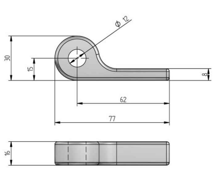 FBS Anschweißöse, Größe 0, 16 x 77 x 30 mm