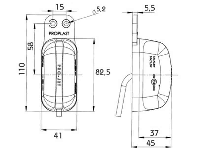 PROPLAST Pro-Jet Umrissleuchte LED rot/weiß