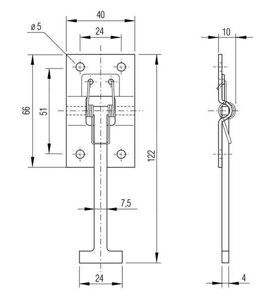 Türfeststeller-Aufbau-Hakenteil m. T-Stück