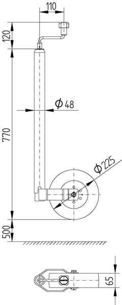 KNOTT Stützrad, Ø 48 mm, Ø 225 x 65