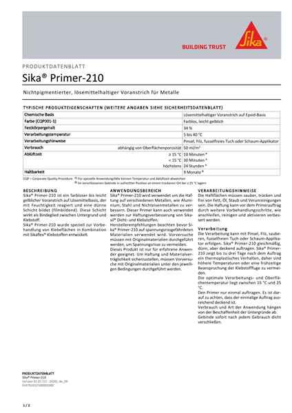SIKA Primer-210, farblos, 250 ml Dose