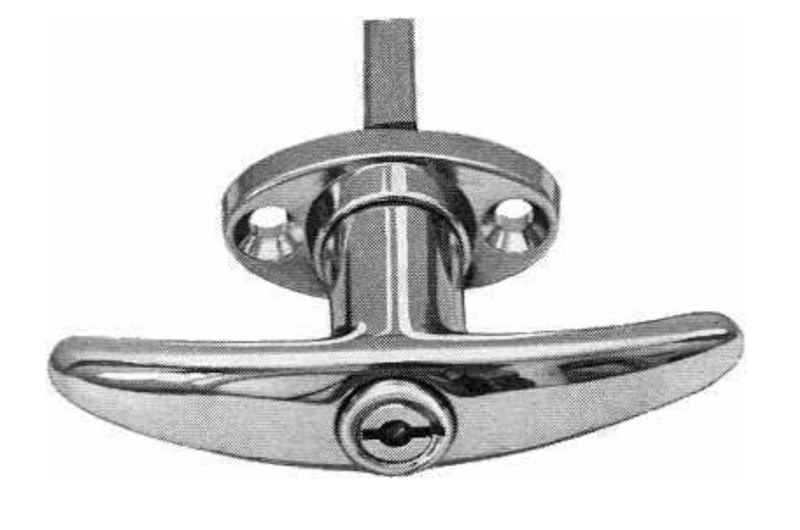 T-Türgriff m. Schließzylinder, 97 mm, LA 35 mm